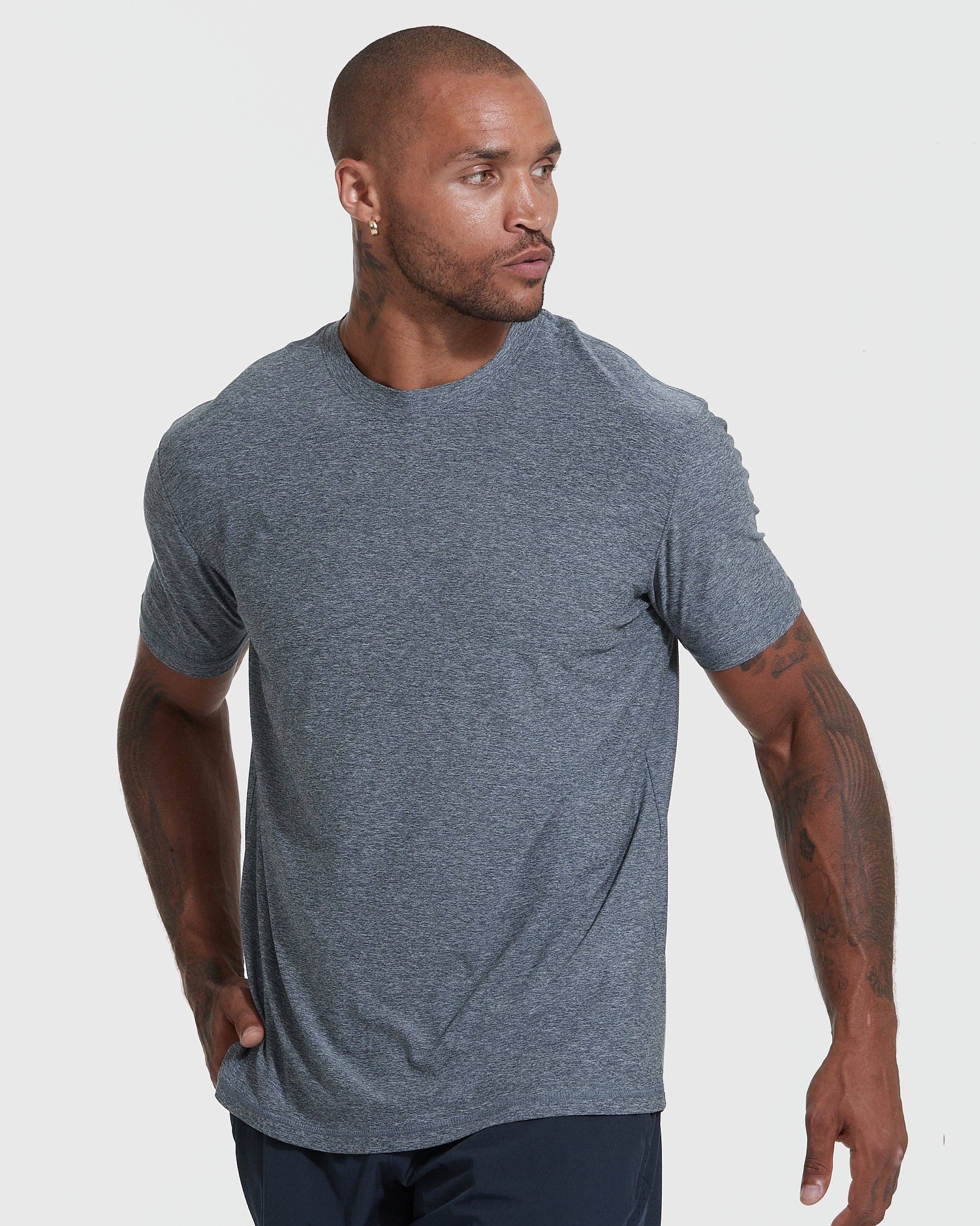 Short Sleeve T-Shirt | Active | Crew Neck | Heather Navy